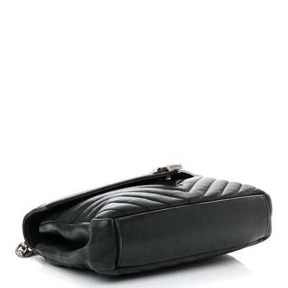 Saint Laurent Sheepskin Matelasse Chevron Monogram Medium College Bag Black 4 of 13