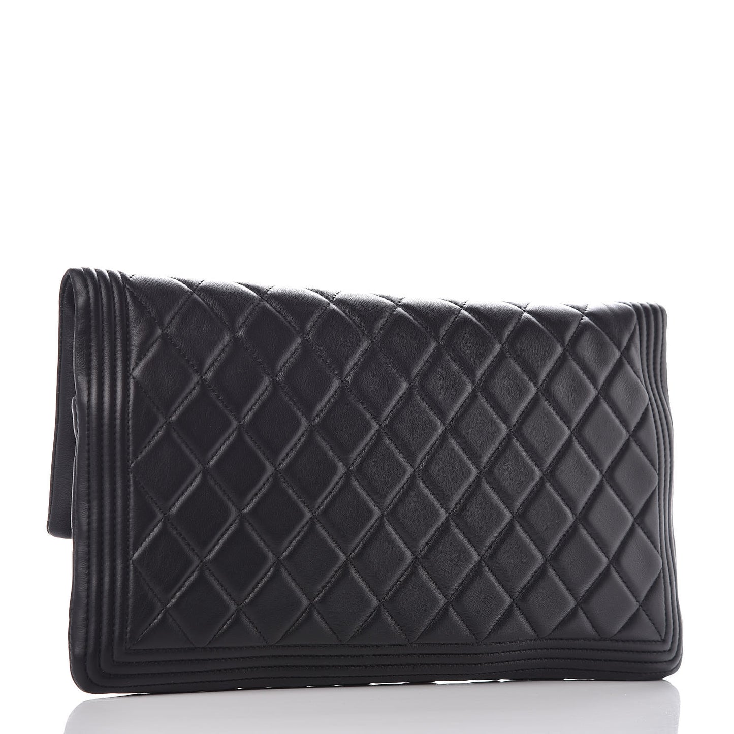 Lambskin Quilted Beauty CC Boy Clutch Black