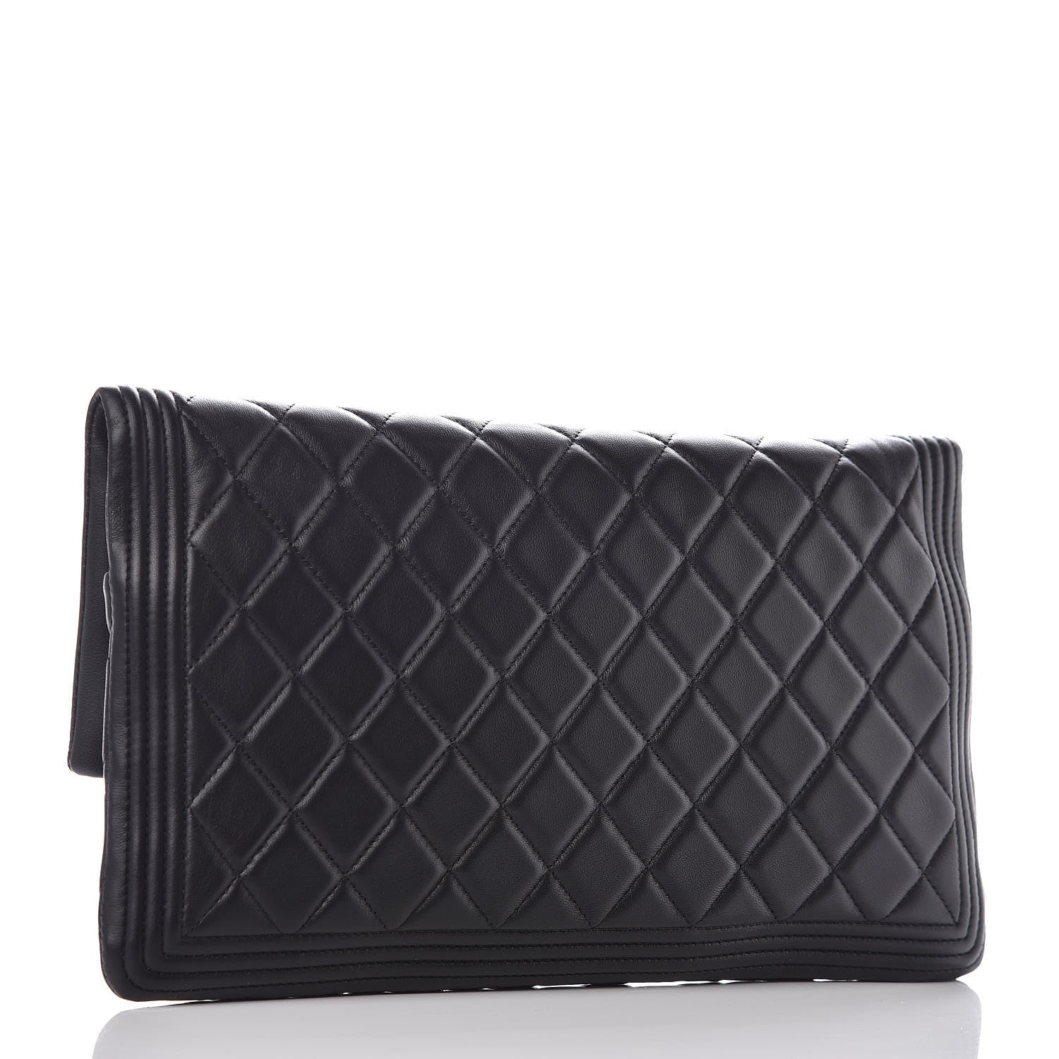 Chanel Lambskin Quilted Beauty CC Boy Clutch Black 3 of 8