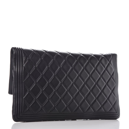 Chanel Lambskin Quilted Beauty CC Boy Clutch Black 3 of 8