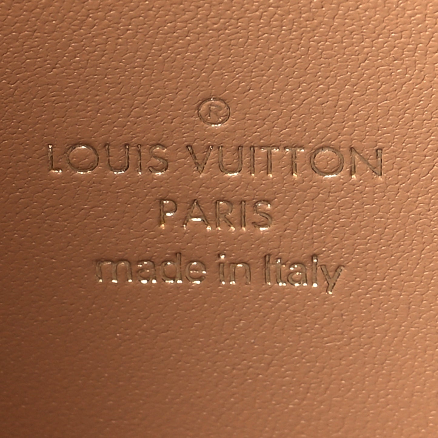 Lambskin Embossed Monogram Pochette Coussin Camel