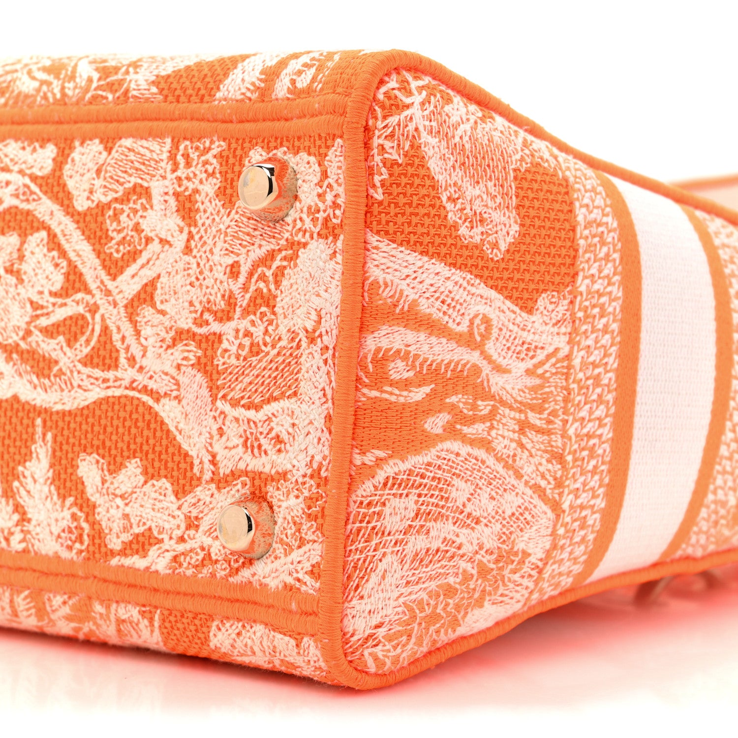 Christian Dior Canvas Toile De Jouy Reverse Embroidered Medium Lady D-Lite Fluorescent Orange 7 of 8