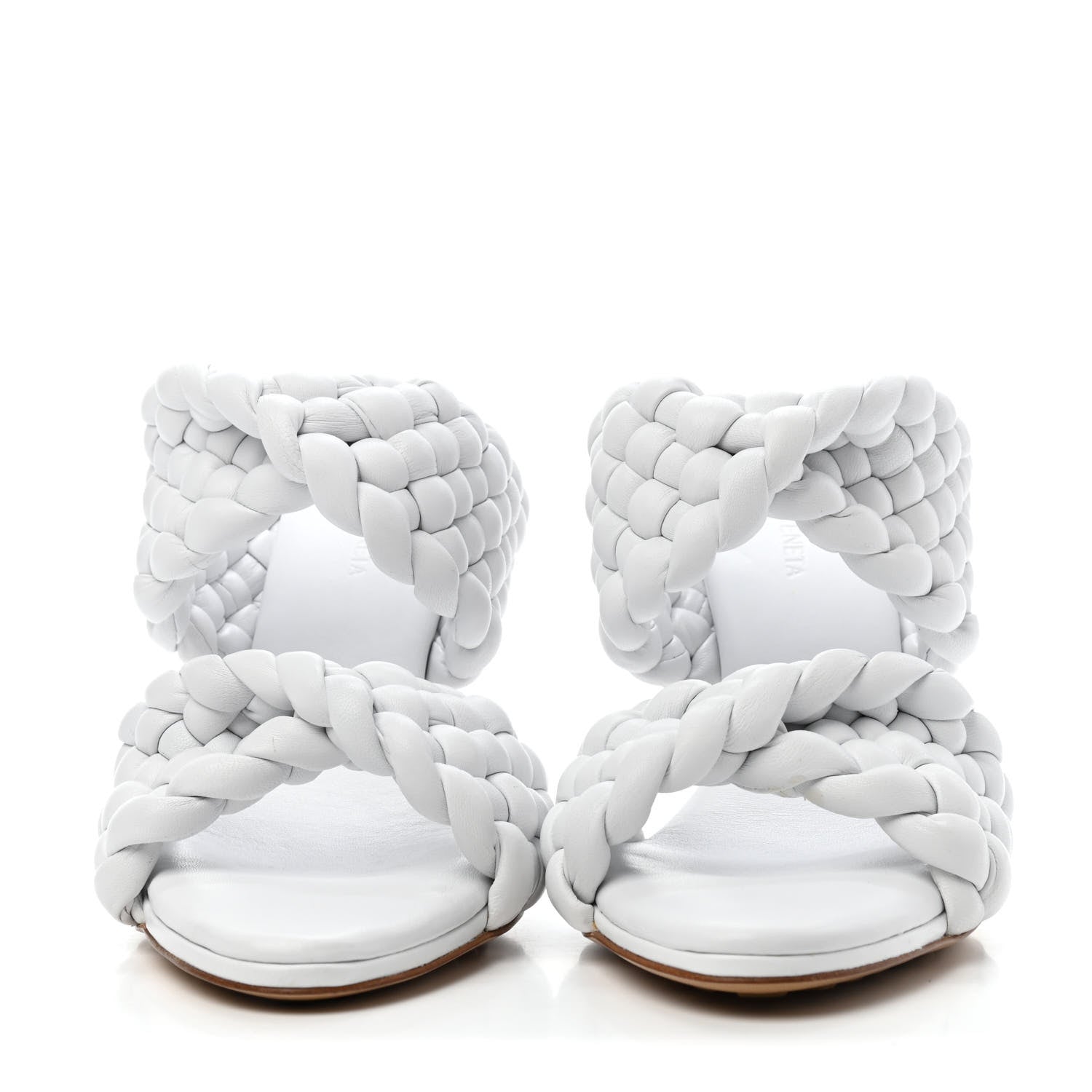 Bottega Veneta Nappa Twisted Padded Intrecciato Curve Slide Sandals 38 Optic White 2 of 4
