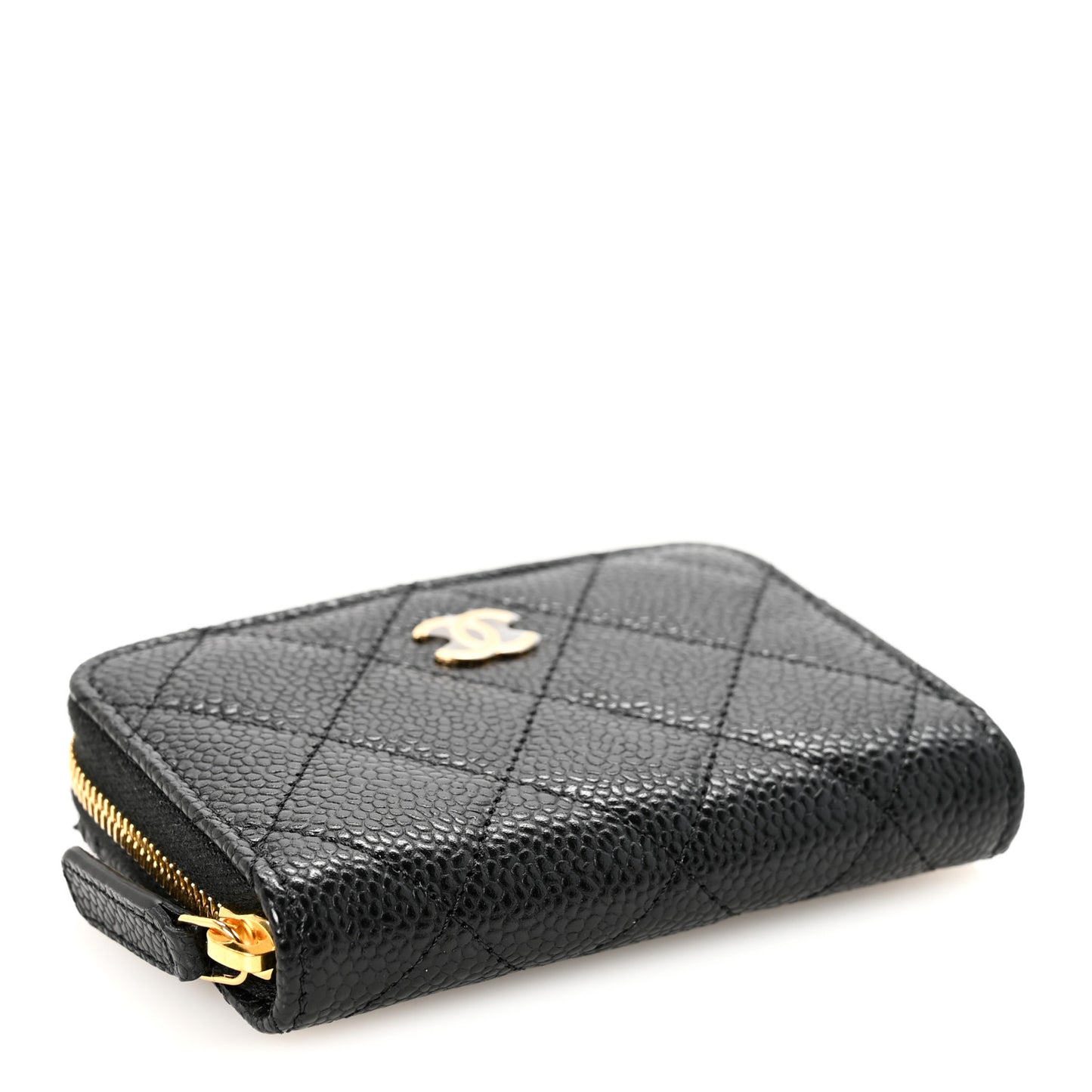 Caviar Quilted Zip Coin Purse Black