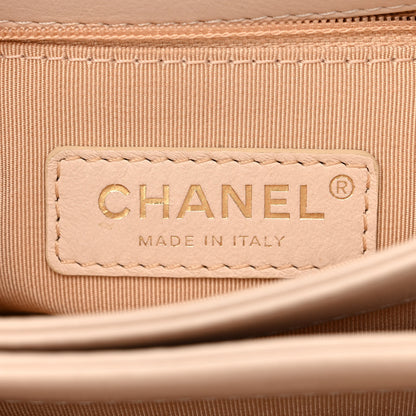 Chanel Calfskin Quilted Metal Small Top Handle Envelope Flap Beige 6 of 10