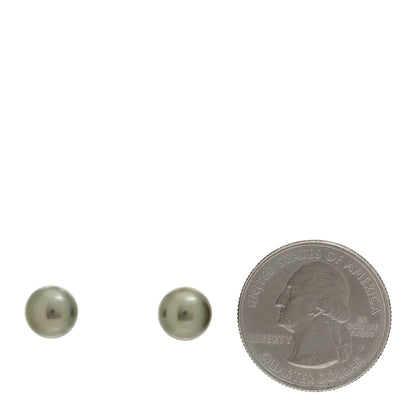 Mikimoto 18K White Gold Tahitian Cultured Pearl 8.5-9mm Stud Earrings 2 of 5