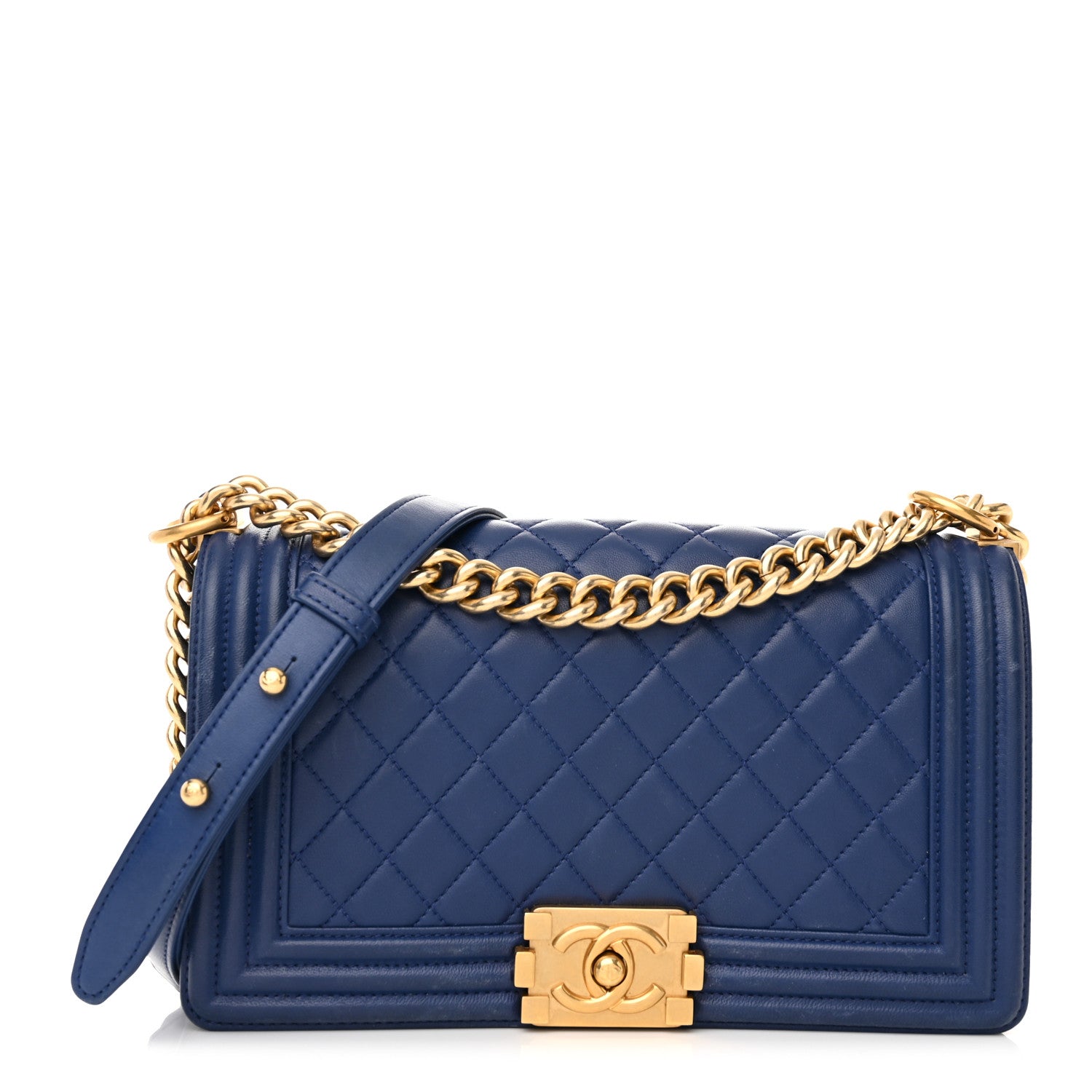 Chanel Lambskin Quilted Medium Boy Flap Blue 1 of 16