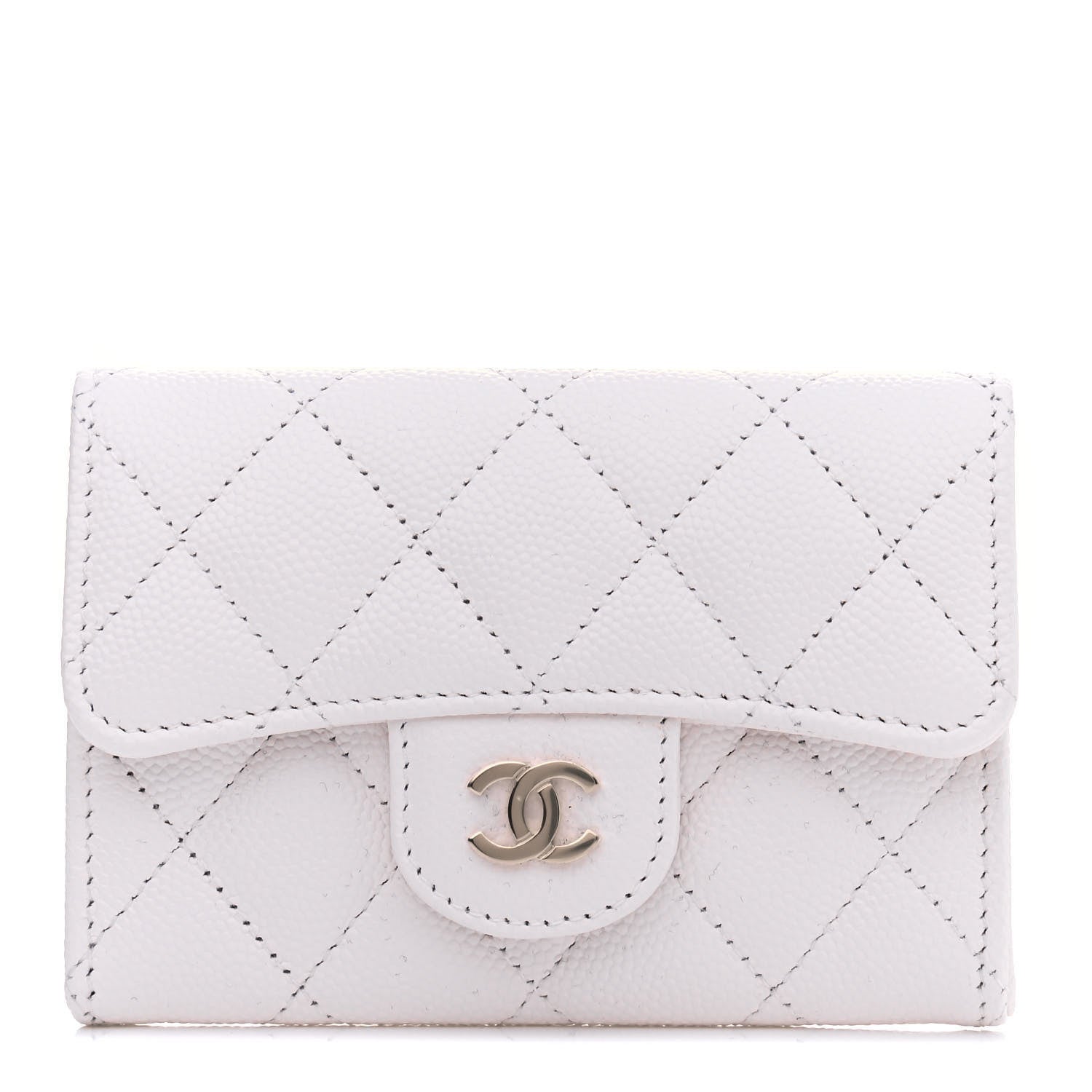 Chanel Caviar Quilted Flap Card Holder Wallet White 1 of 4