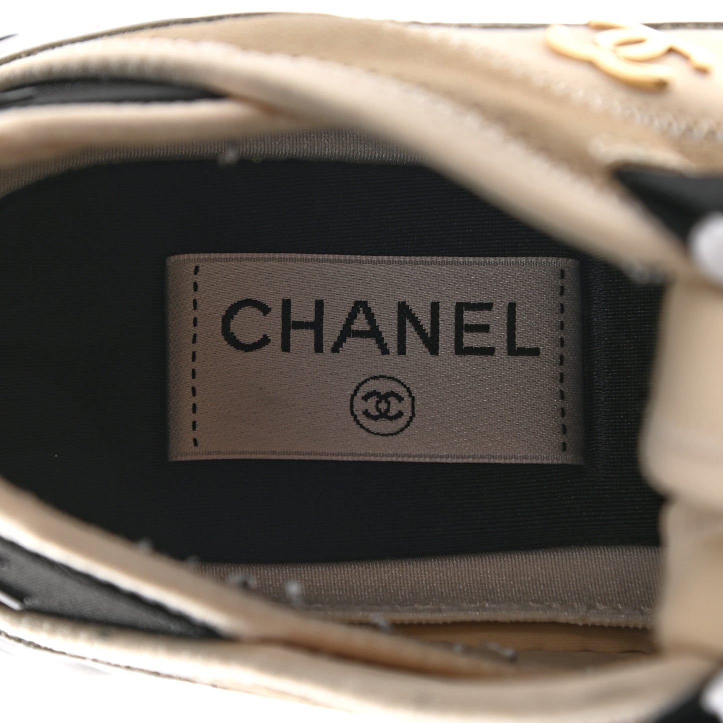 Velvet Calfskin Mixed Fibers CC Sneakers 38 Beige