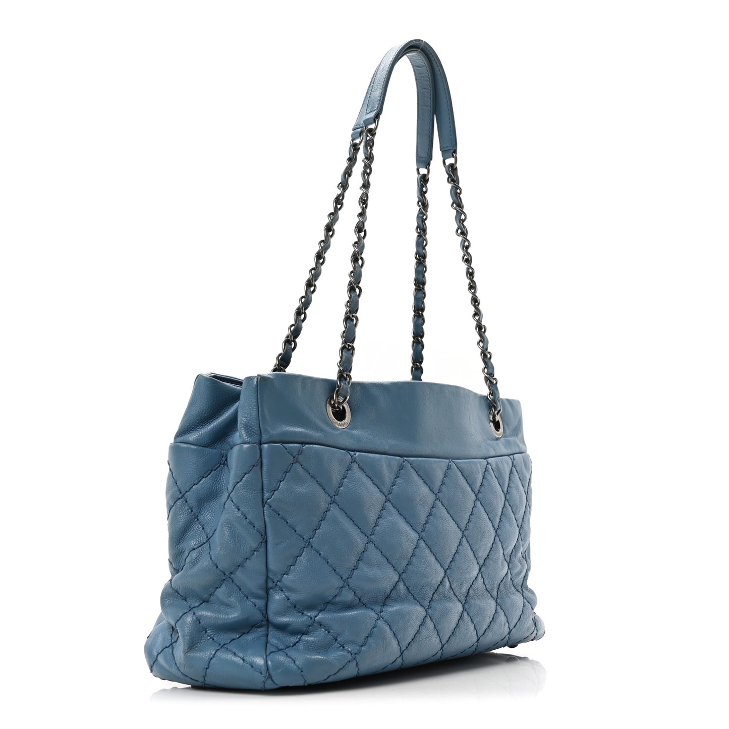 Calfskin Medium Stitch It Tote Blue