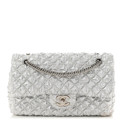 Chanel Metallic Lame Quilted Small Double Flap Silver 1 of 12