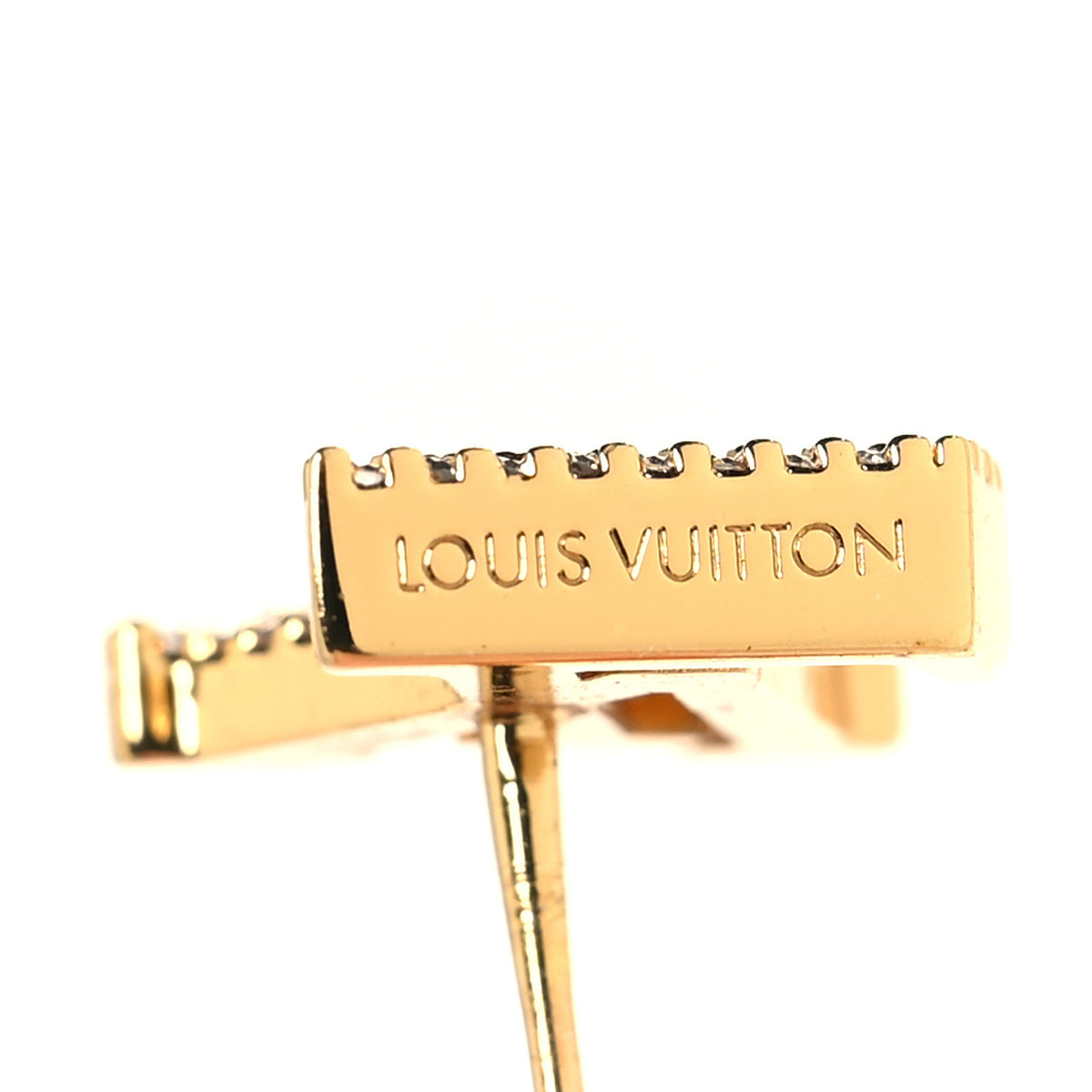 Louis Vuitton Metal Crystal LV Iconic Earrings Gold 4 of 5