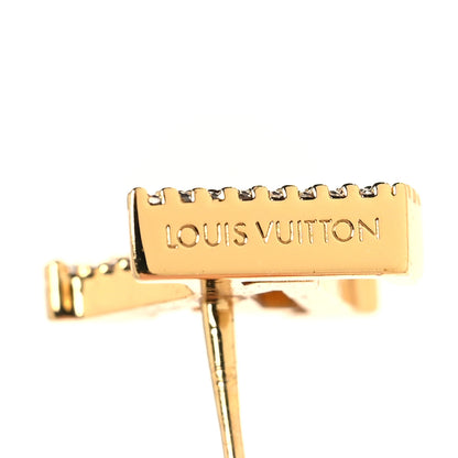 Louis Vuitton Metal Crystal LV Iconic Earrings Gold 4 of 5