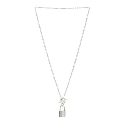 Hermes Sterling Silver Cadenas Kelly Lock Pendant Necklace 3 of 4