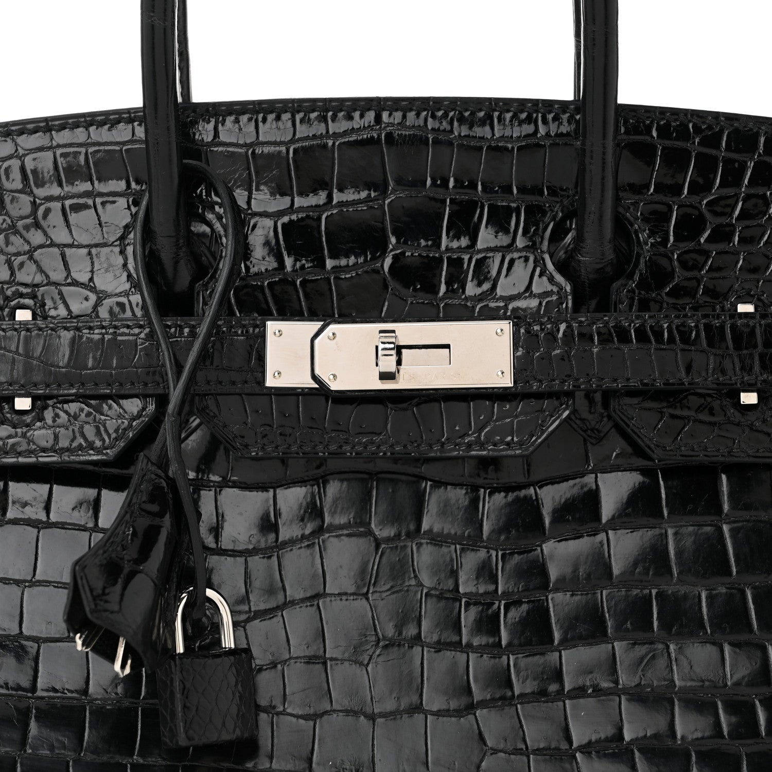 Hermes Shiny Porosus Crocodile Birkin 30 Black 8 of 12