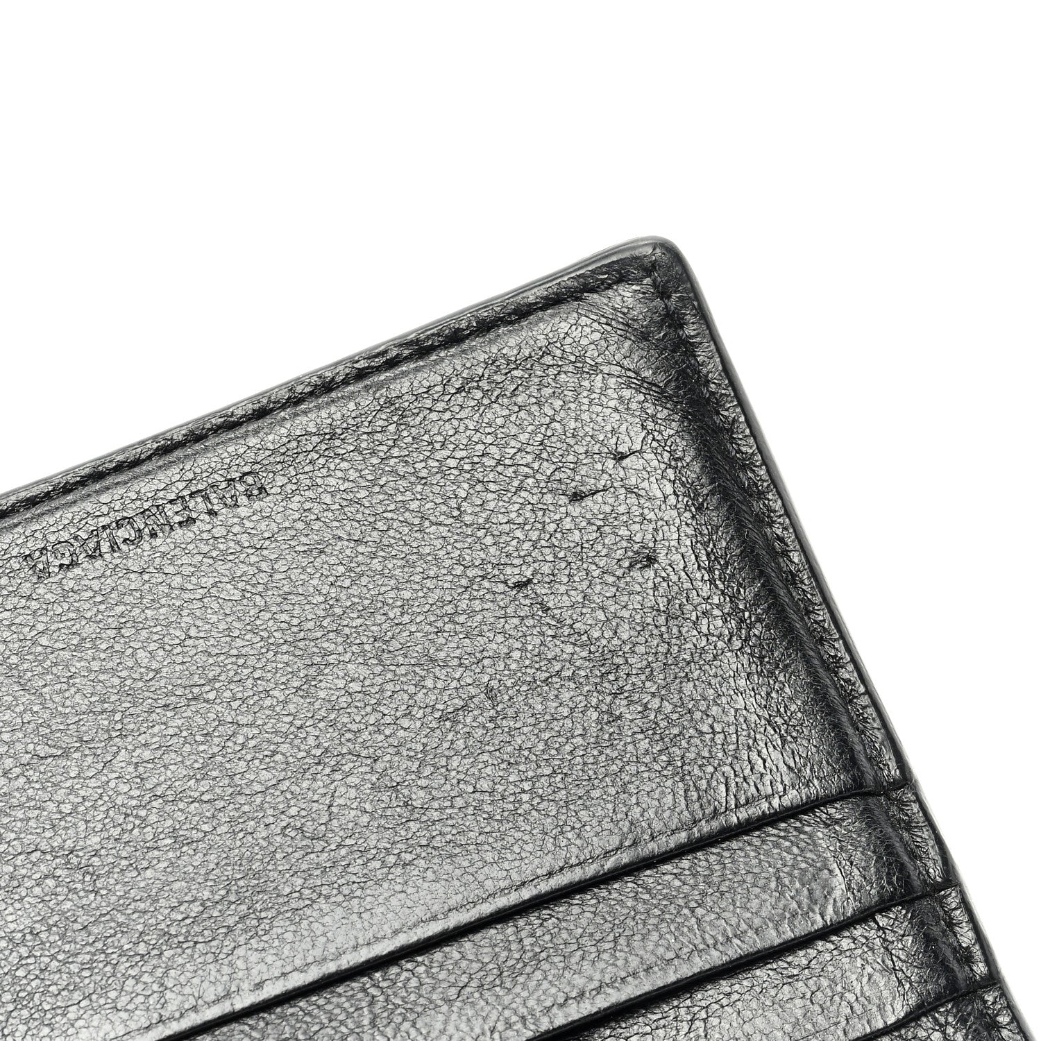 Balenciaga Calfskin Paris Logo Cash Square Bi-Fold Wallet Black White 7 of 8