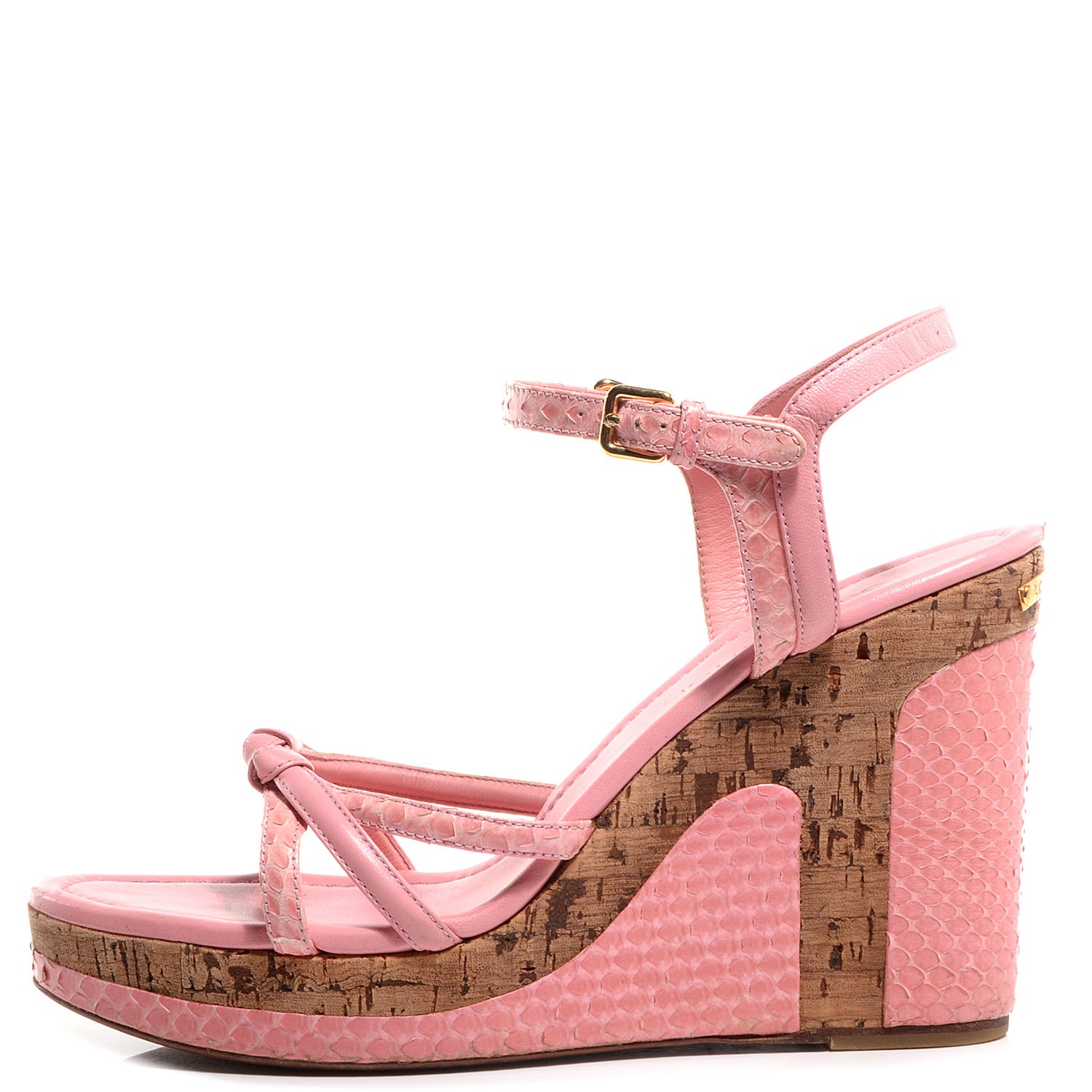 Louis Vuitton Python Leather Wedge Sandals 41 Pink 1 of 5