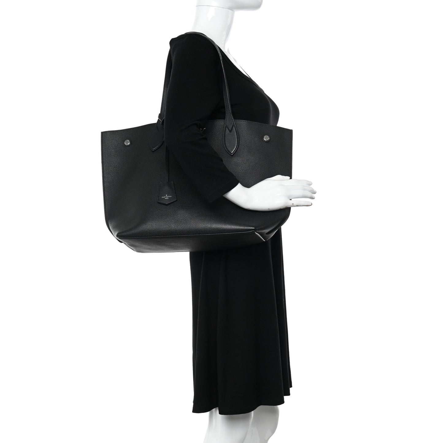 Calfskin Lockme Go Tote Black