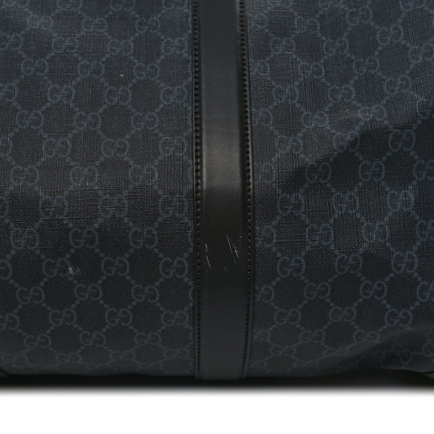 Gucci Soft GG Supreme Monogram Appia Calfskin Web Large Carry On Duffle Bag Black Grey 13 of 13