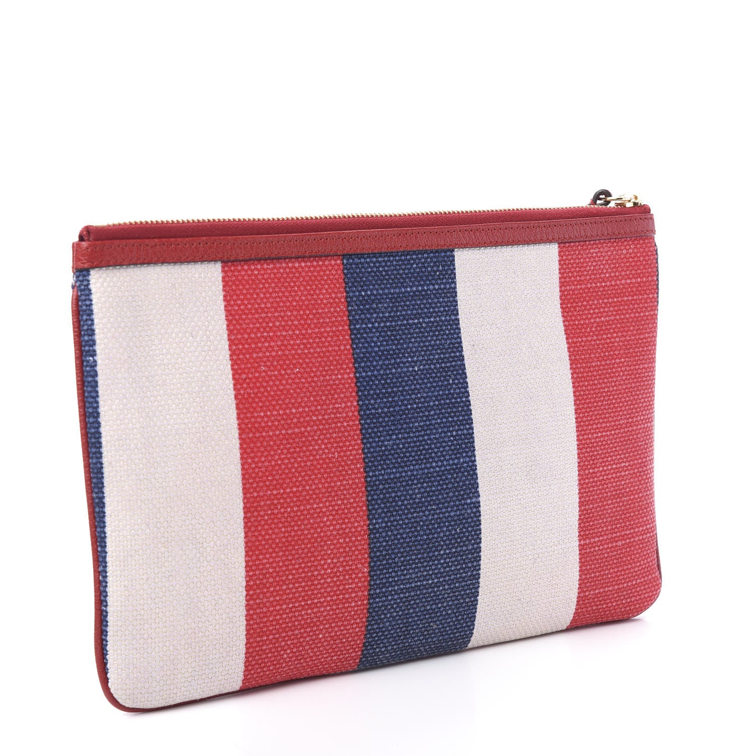 Gucci Canvas Sylvie Stripe Logo Zip Pouch Mystic White Hibiscus Red Maritime 2 of 9