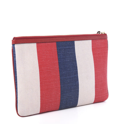 Gucci Canvas Sylvie Stripe Logo Zip Pouch Mystic White Hibiscus Red Maritime 2 of 9