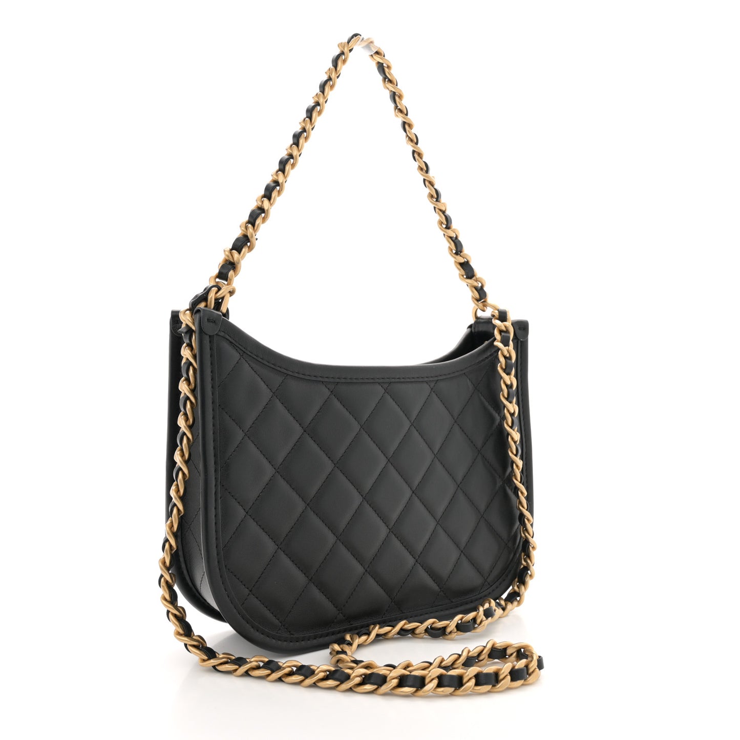 Calfskin Quilted Hobo Handbag Black