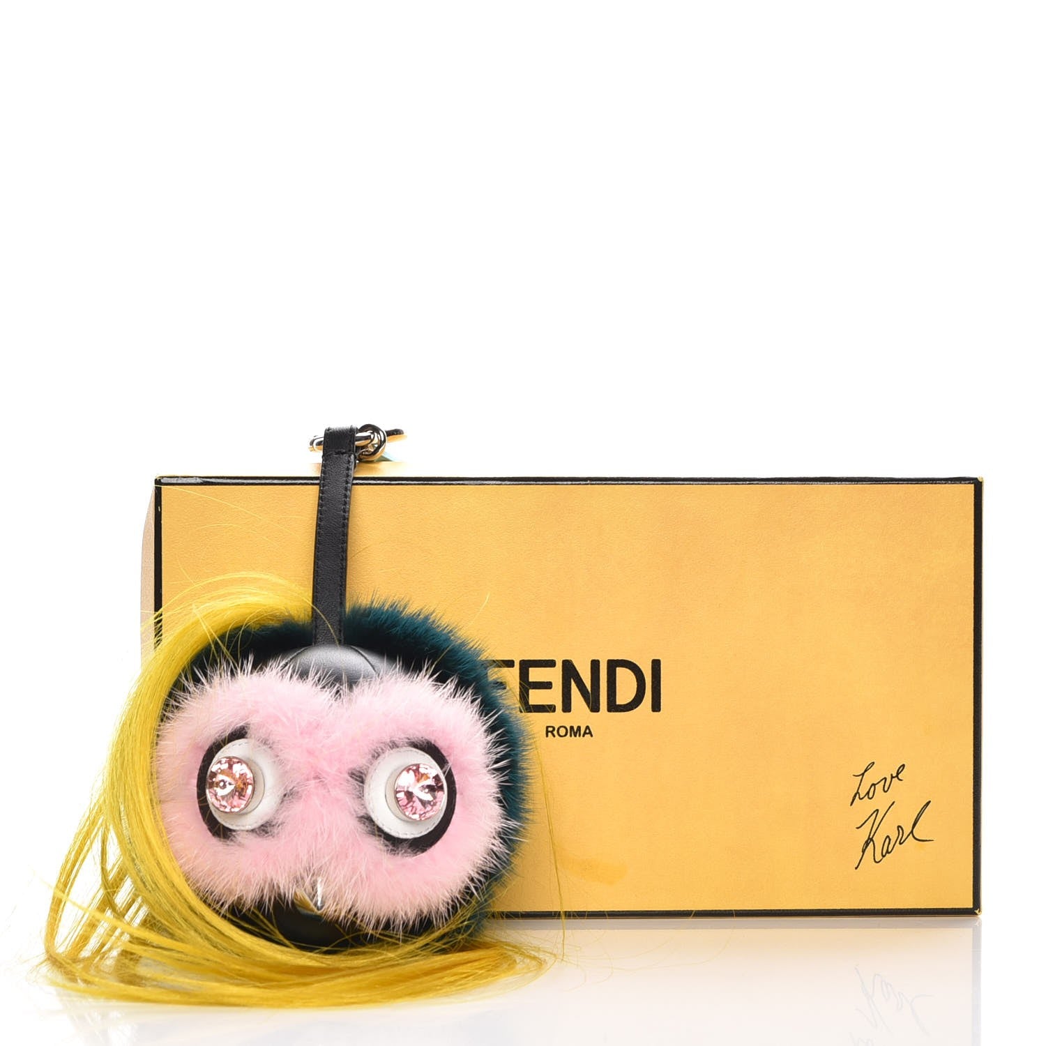 Fendi Mink Goat Fur QuTweet Jungle Bag Bug Charm Green Yellow Pink 5 of 5