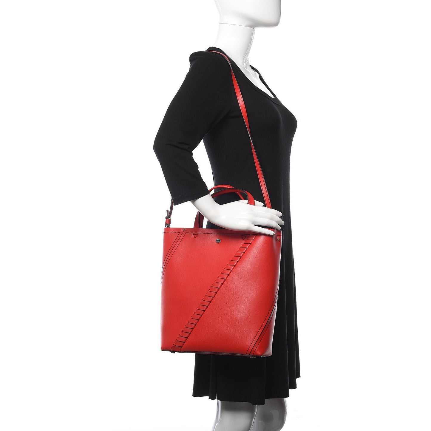 Smooth Calfskin Hex Tote Cardinal
