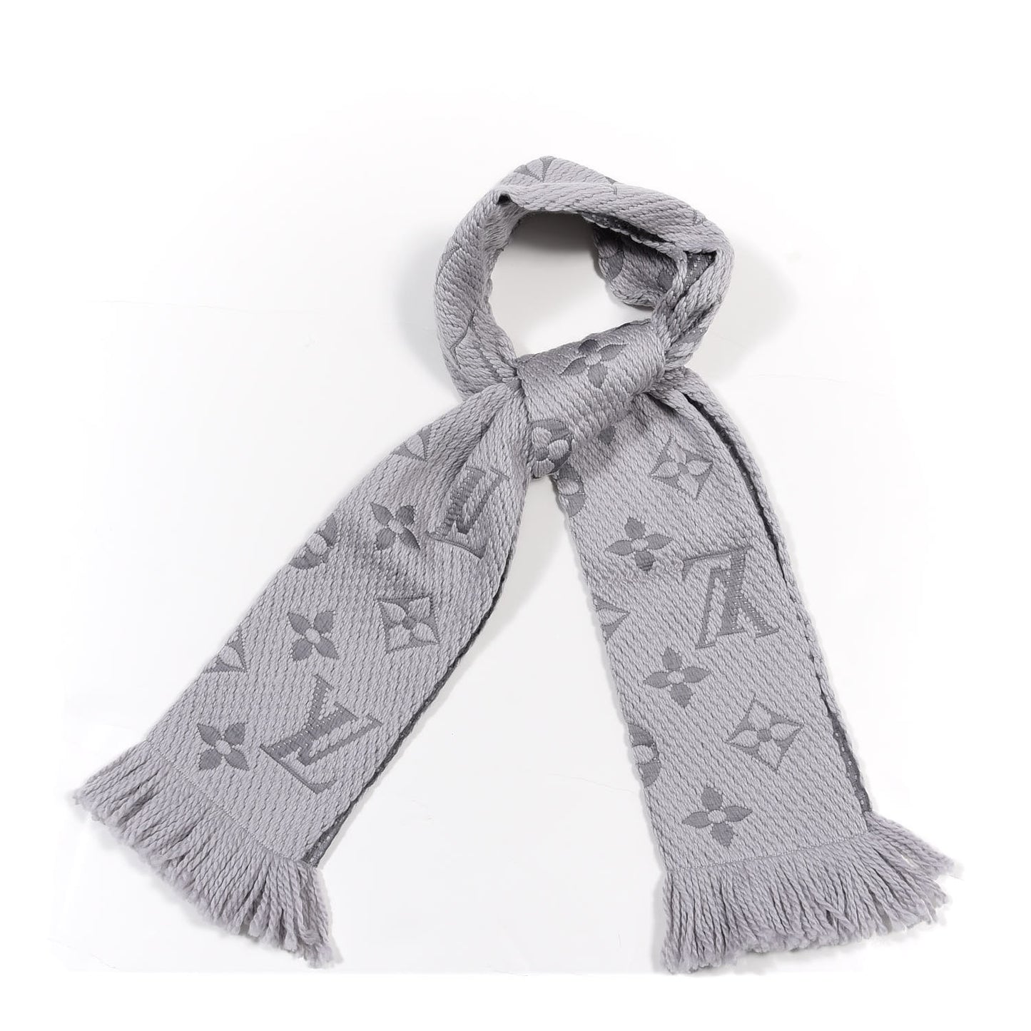 Wool Silk Logomania Scarf Pearl Grey