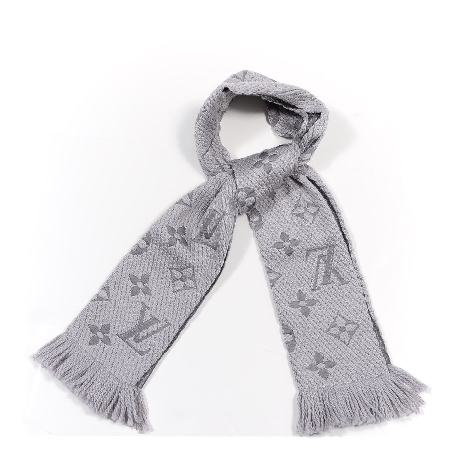 Louis Vuitton Wool Silk Logomania Scarf Pearl Grey 1 of 3