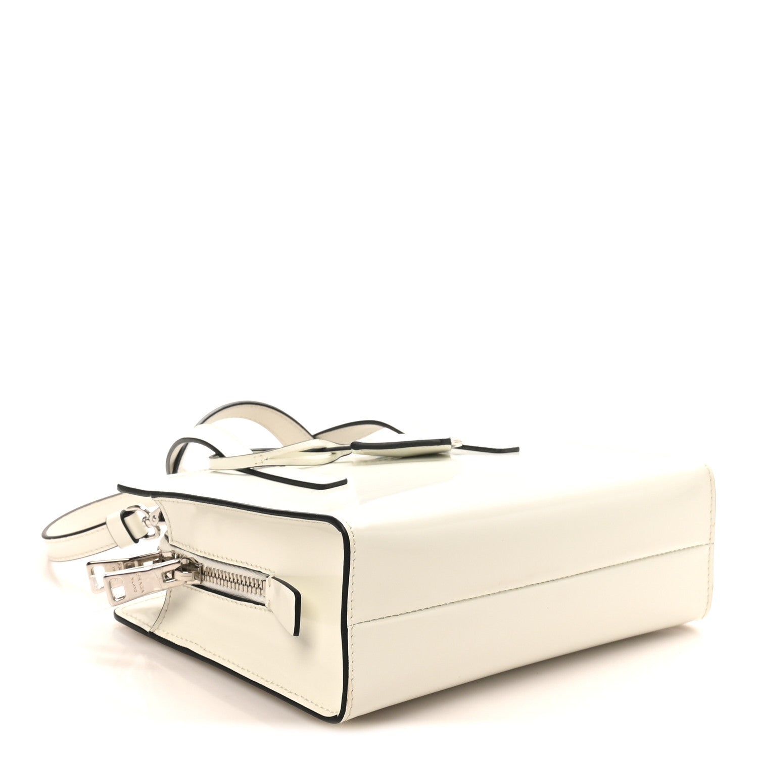 Prada Spazzolato Mini Re-Edition 1995 Double Handle Handbag White