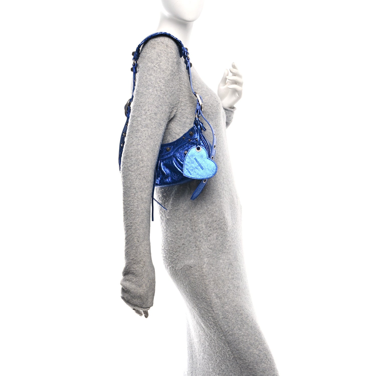 Balenciaga Metallic Arena Agneau Le Cagole Shoulder Bag XS Blue 2 of 12