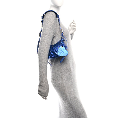 Balenciaga Metallic Arena Agneau Le Cagole Shoulder Bag XS Blue 2 of 12