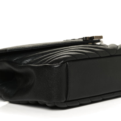 Saint Laurent Sheepskin Matelasse Chevron Monogram Medium College Bag Black 10 of 12