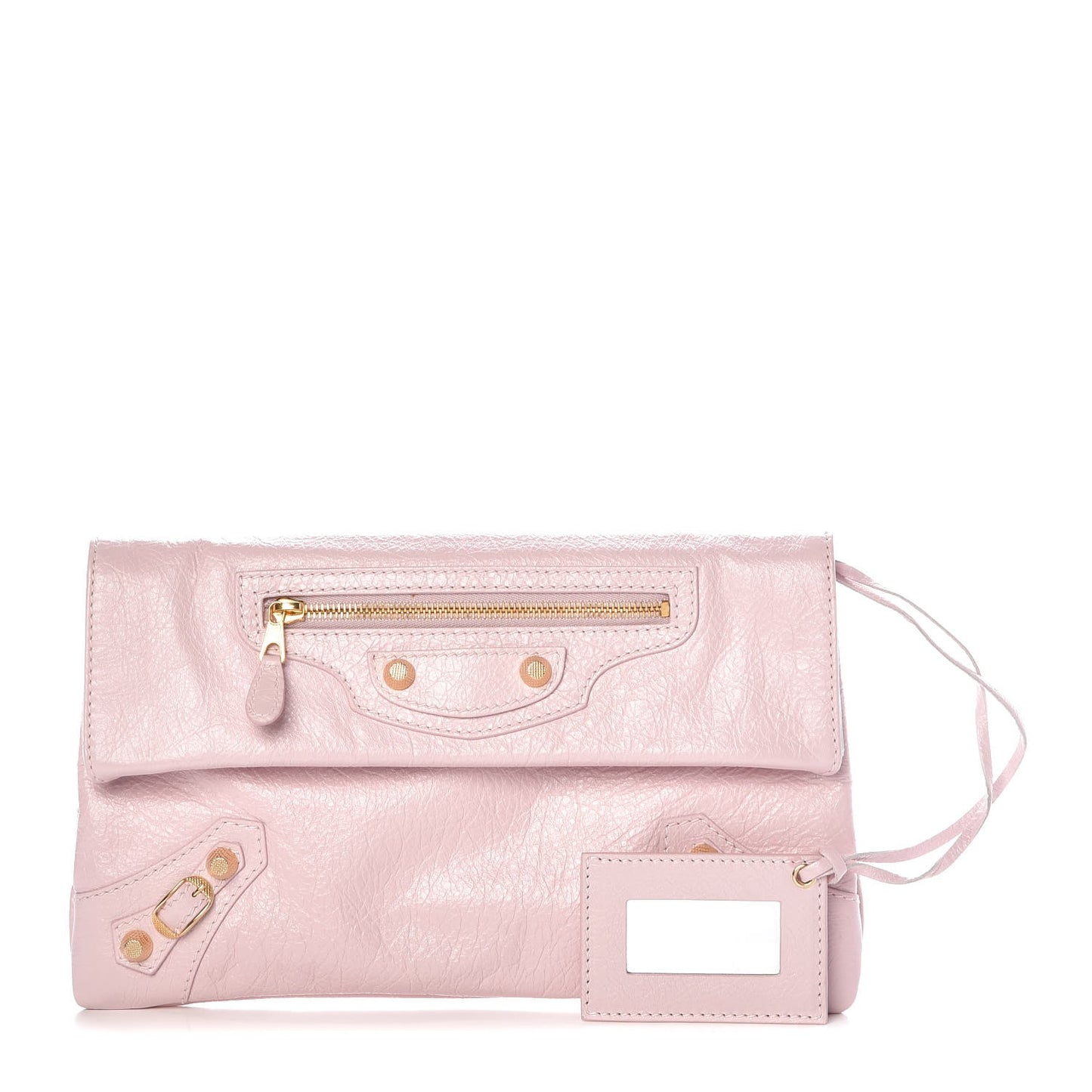 Agneau Giant 12 Gold Hardware Envelope Clutch Rose Poudre