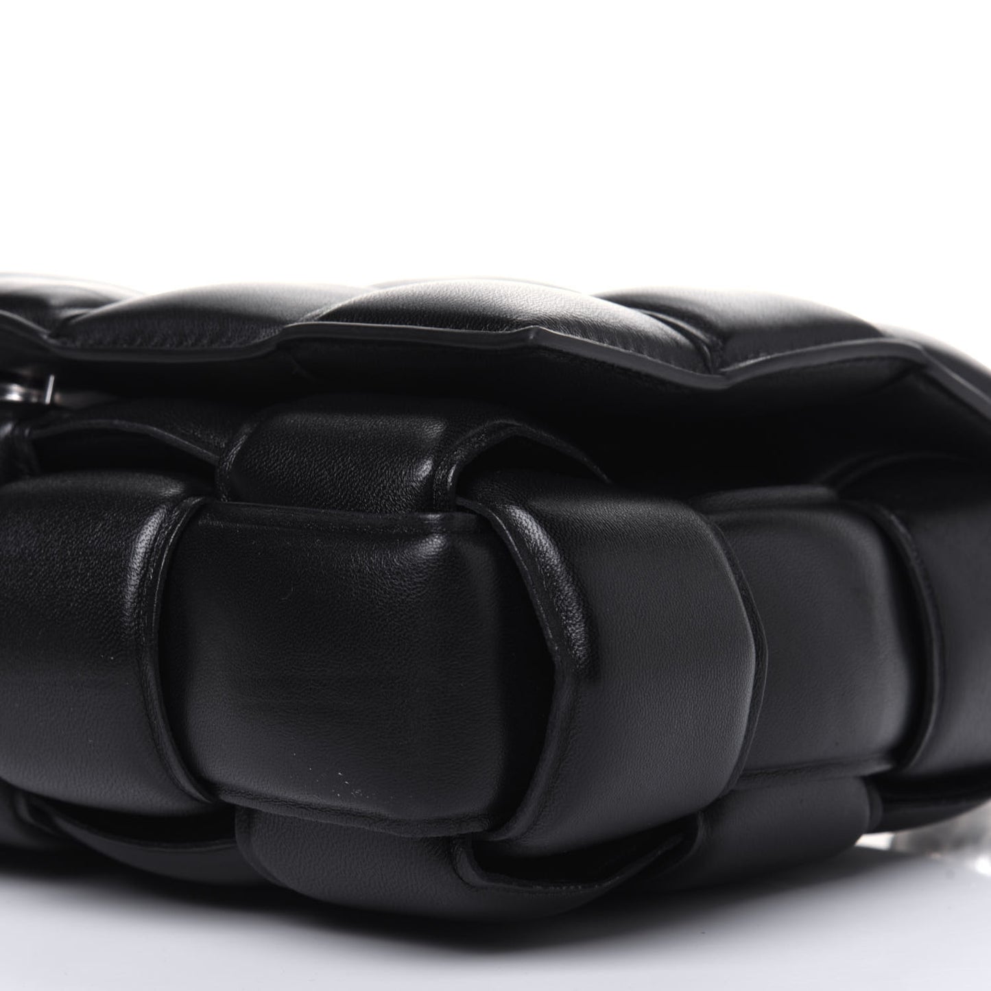 Lambskin Maxi Intreccio Padded Chain Cassette Crossbody Bag Black
