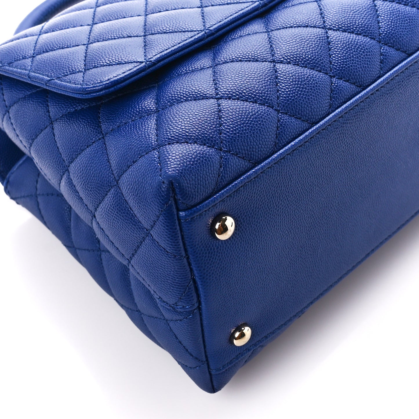 Caviar Quilted Small Coco Handle Flap Dark Blue