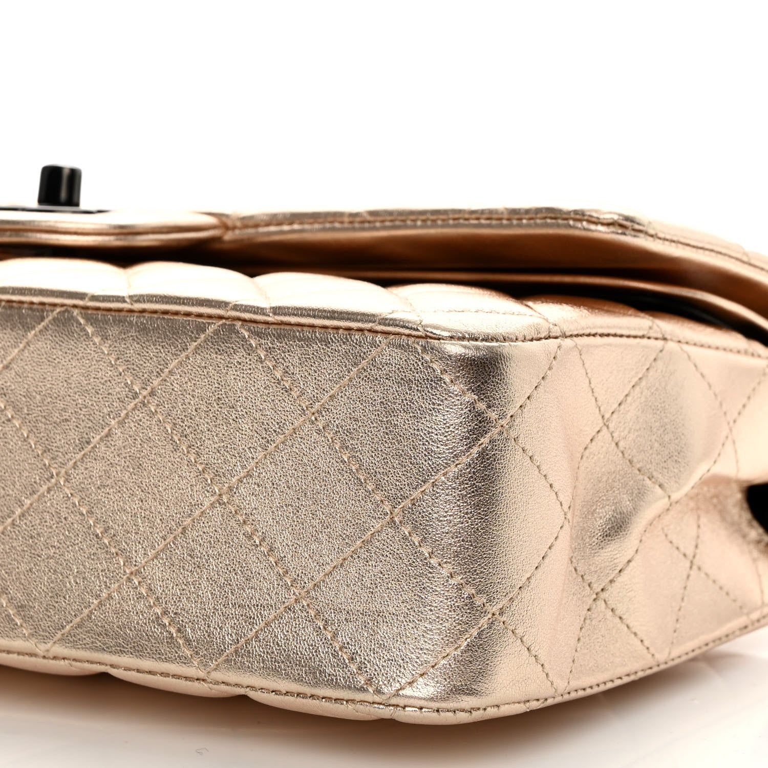 Chanel Metallic Lambskin Quilted Medium Double Flap Gold Black 9 of 9