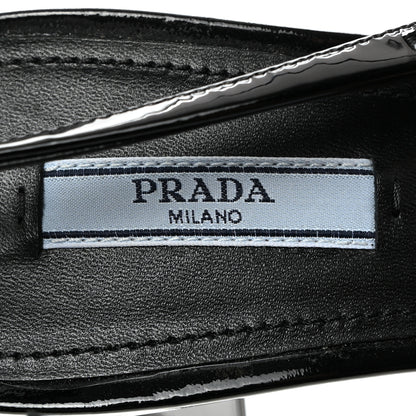 Prada Patent Triangle Logo Slingback Pumps 37 Cipria 6 of 8