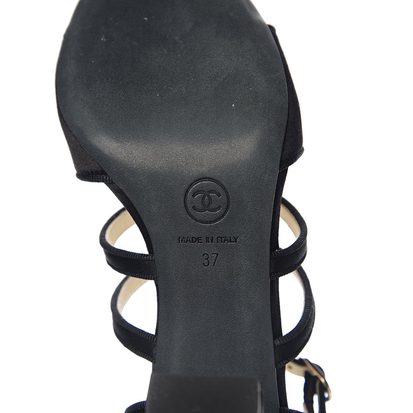 Satin Pearl Bow Sandals 37 Black