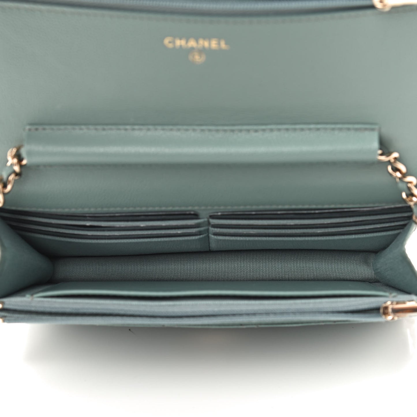 Caviar Quilted Wallet On Chain WOC Light Green