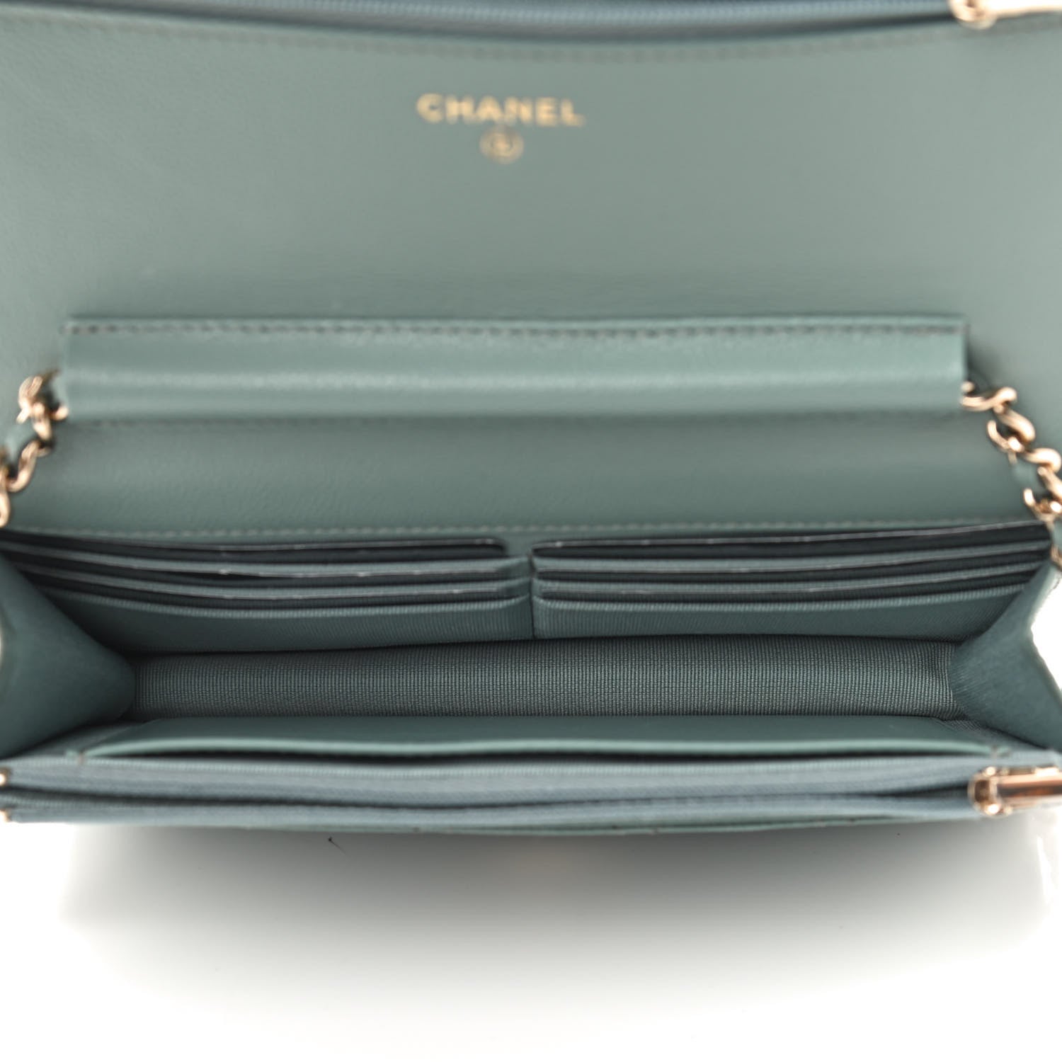 Chanel Caviar Quilted Wallet On Chain WOC Light Green 5 of 10