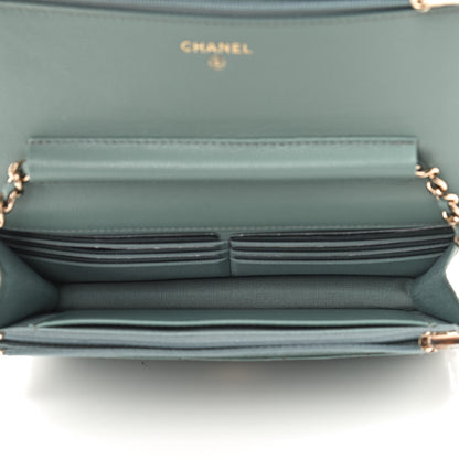 Chanel Caviar Quilted Wallet On Chain WOC Light Green 5 of 10