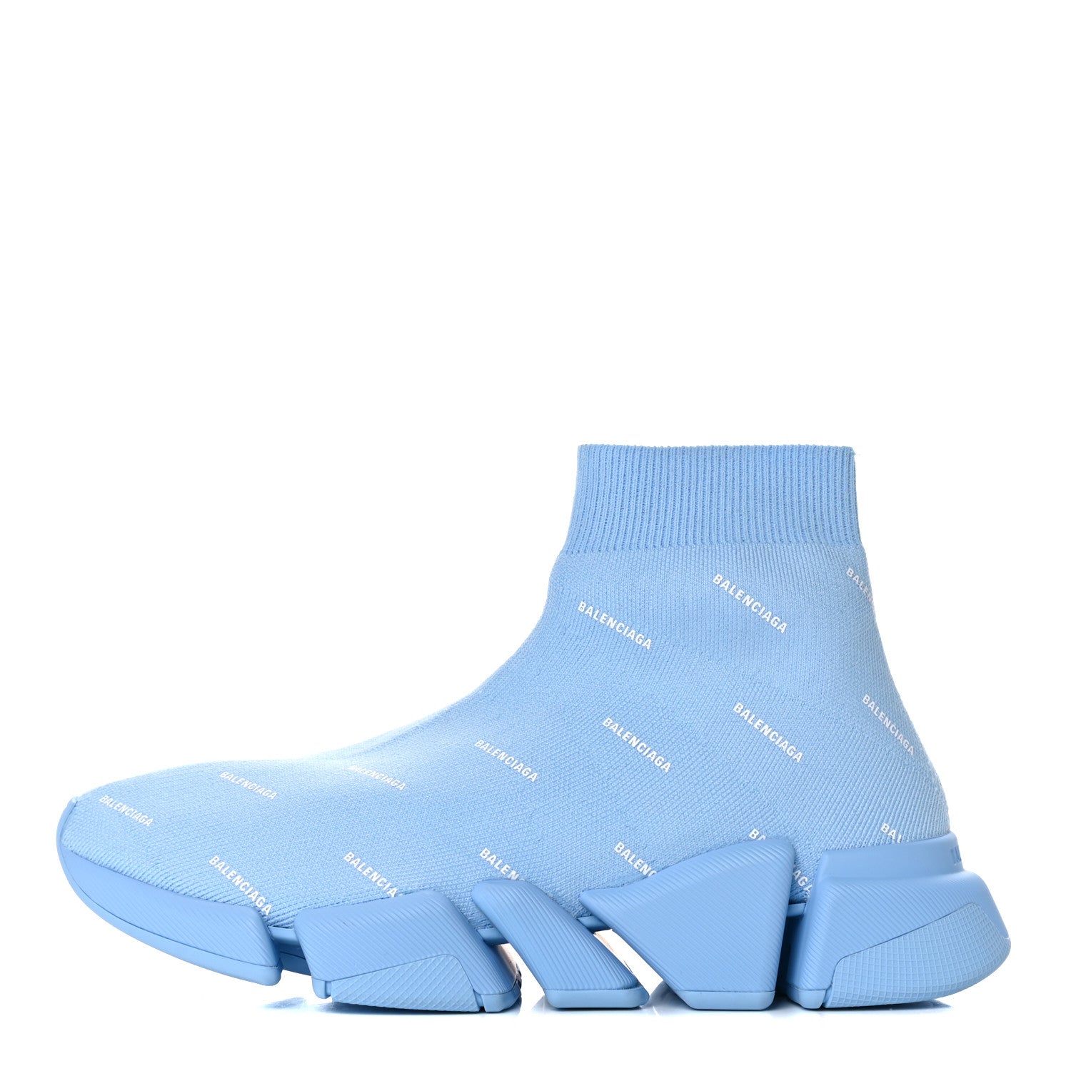 Balenciaga Technical 3D Recycled Knit Allover Logo Womens Speed 2.0 Sneakers 39 Soft Blue White 1 of 9
