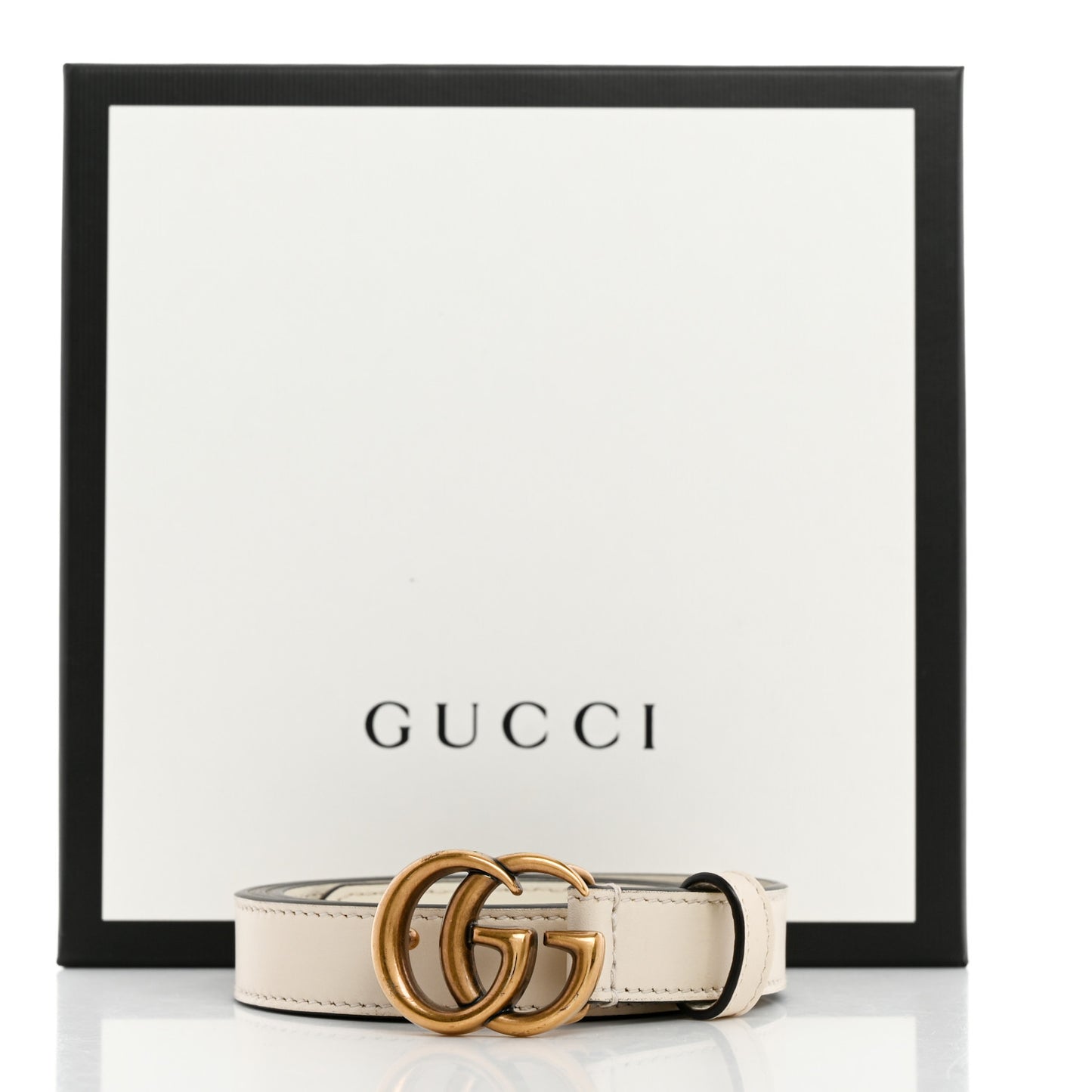 Calfskin Double G 20mm Belt  85 34 Mystic White