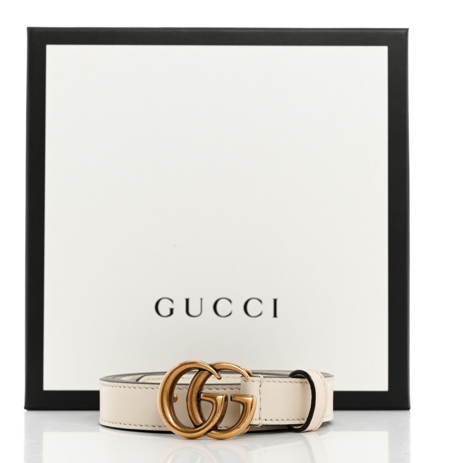 Gucci Calfskin Double G 20mm Belt  85 34 Mystic White 6 of 6