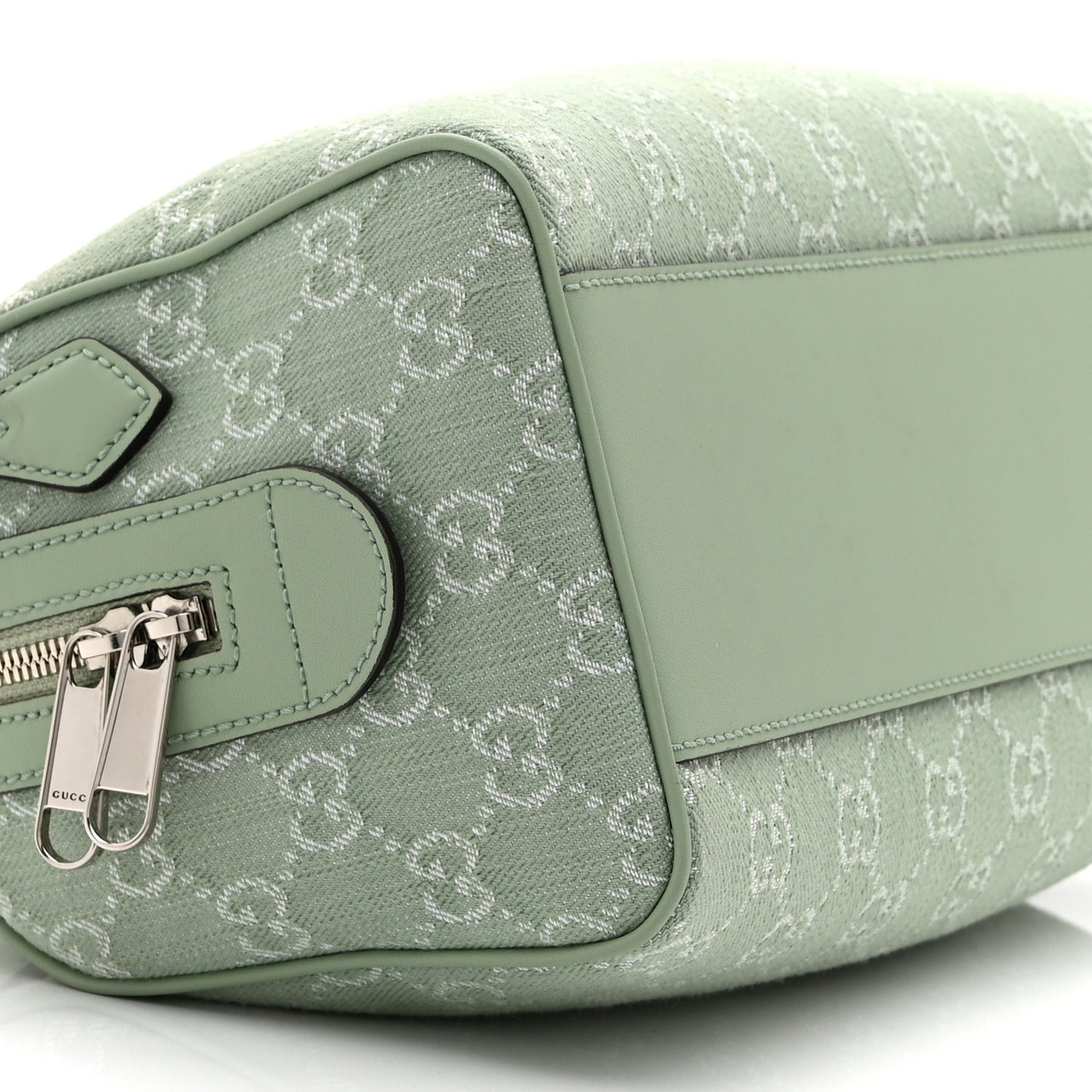 Summer Denim Calfskin GG Monogram Small Ophidia Top Handle Bag Pale Green