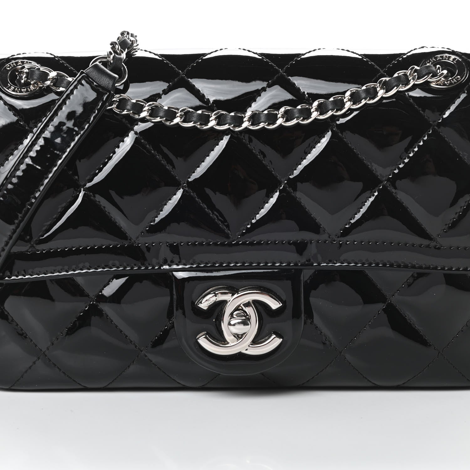 Chanel Patent Quilted Small Coco Shine Flap Black 8 of 10