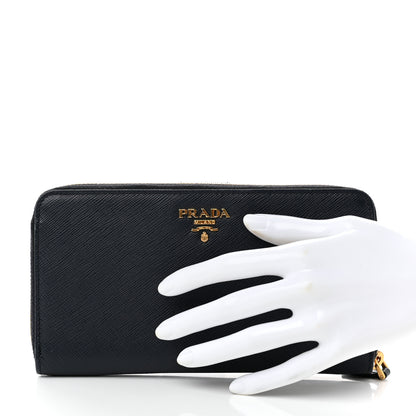 Prada Saffiano Metal Zip Around Wallet Baltico 2 of 8