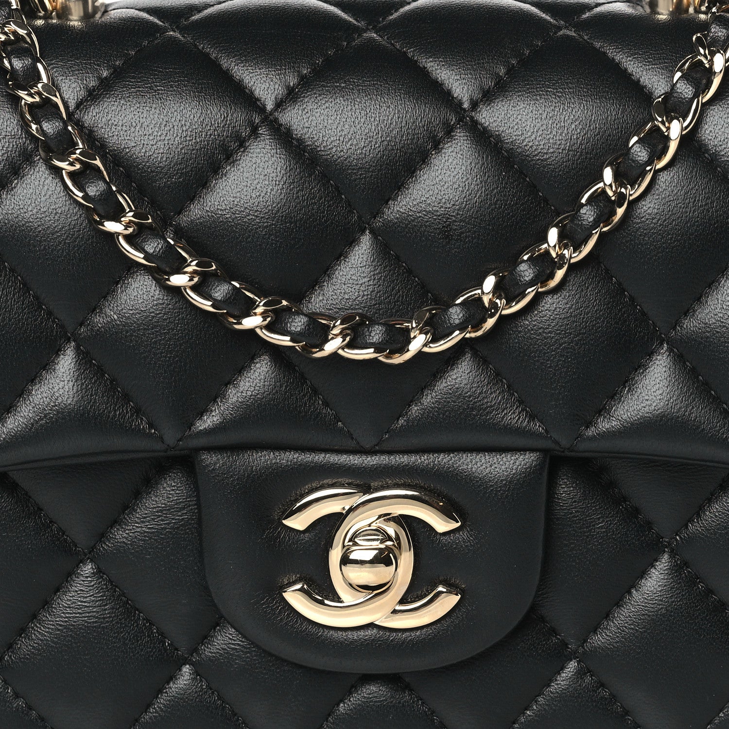 Chanel Lambskin Quilted Mini Top Handle Rectangular Flap Black 8 of 11